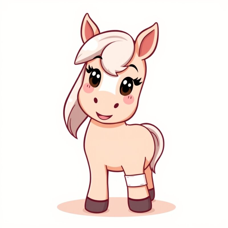 Kleines Pony mit Verband am Bein
